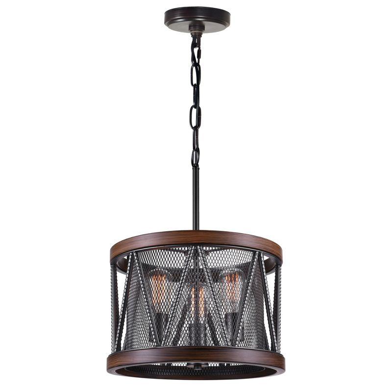 CWI Lighting Parsh 3 Light Drum Shade Chandelier With Pewter Finish