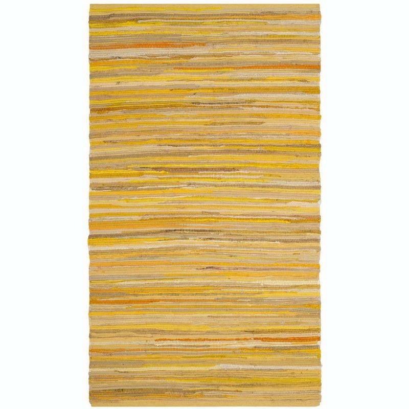 Sunny Stripes Flat-Woven Cotton Area Rug, Yellow/Multi, 3' x 5'