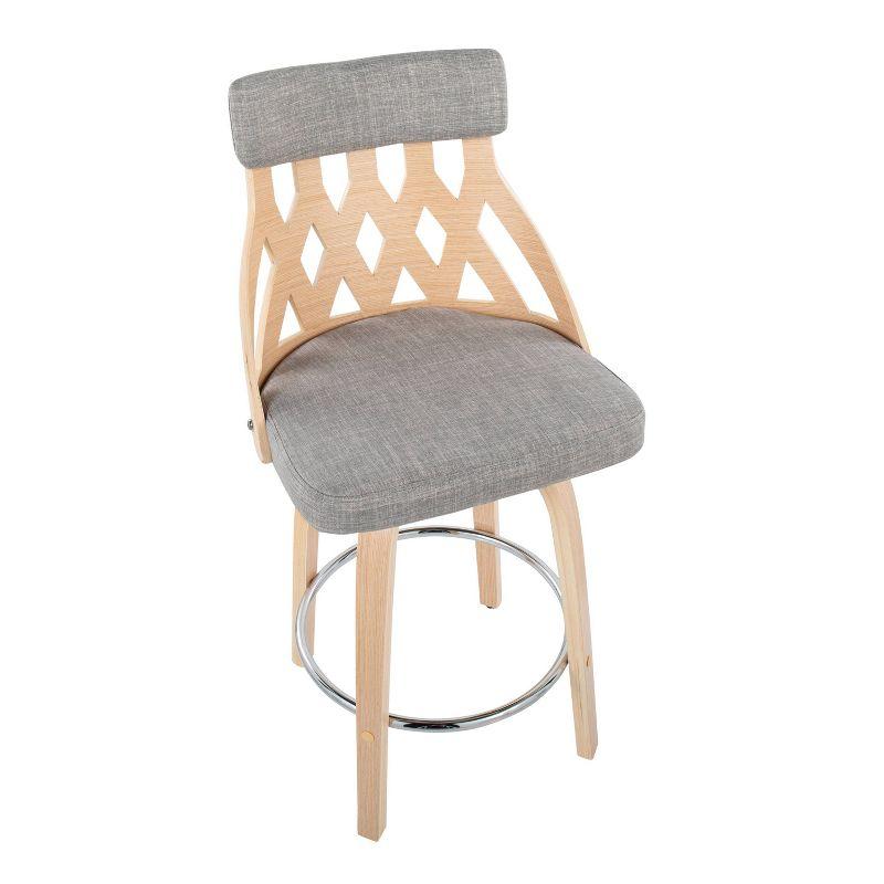 Natural Wood and Light Grey Swivel Counter Stool