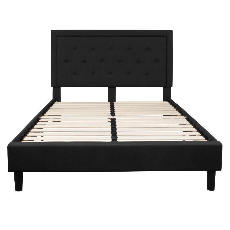 Flash Furniture Roxbury Queen Size Tufted Upholstered Platform Bed in Black Fabric