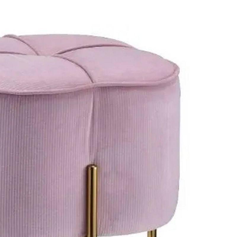 17" Bergia Velvet Ottoman Blush Pink - Acme Furniture: Gold Metal Leg, Ribbed Upholstery, No Assembly Required