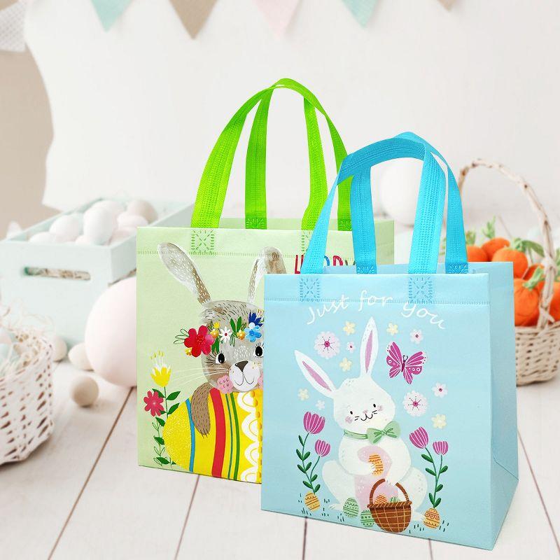 Wrapables Non-woven Easter Gift Bags, Easter Treat Bags for Egg Hunt (Set of 8) Bunnies