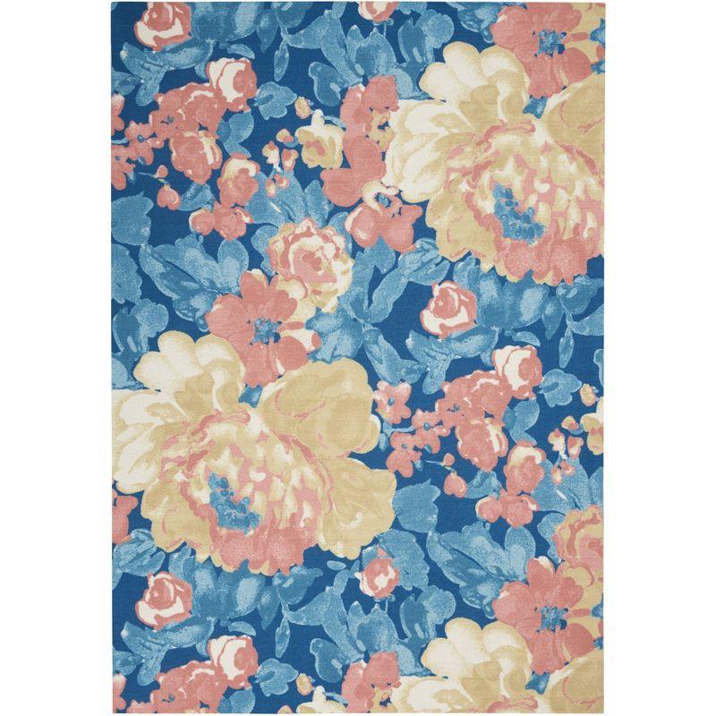 Waverly Floral Blue Outdoor Area Rug