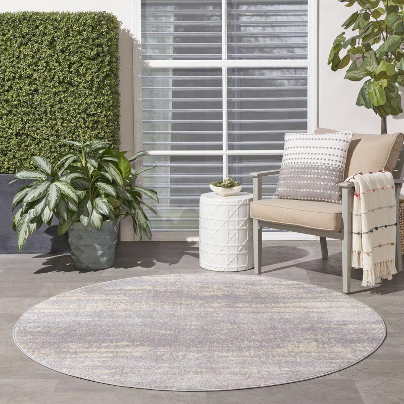 Nourison Essentials 8' x round Grey/Beige Modern Indoor/Outdoor Rug