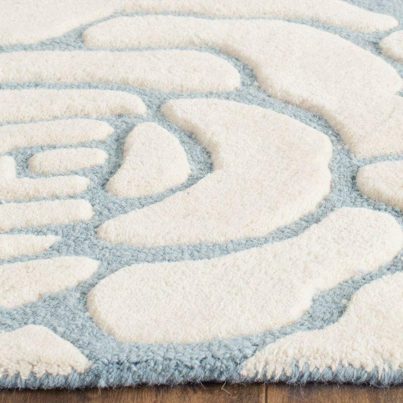 Hand-Tufted Wool Geometric Blue/Ivory Rug, 2' x 3'