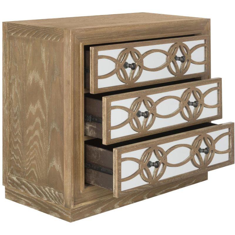 Catalina 3 Drawer Chest - CHS6400 - Rustic Oak/Mirror - Safavieh