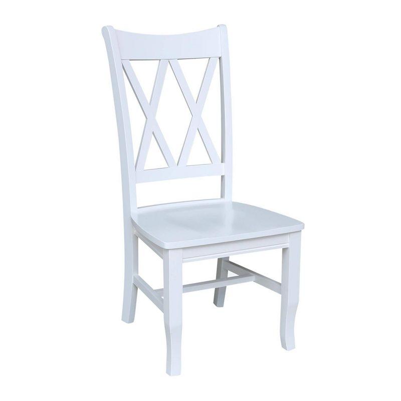 International Concepts Set of 2 Jeremy Double Dining Chairs White: Hardwood Frame, Modern Style, 250lb Capacity