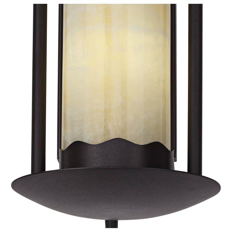 Franklin Iron Works Hanging Onyx Rustic Wall Light Sconce Espresso Bronze Hardwire 6 1/2" Fixture Faux Candle Glass Shade for Bedroom Bathroom Vanity