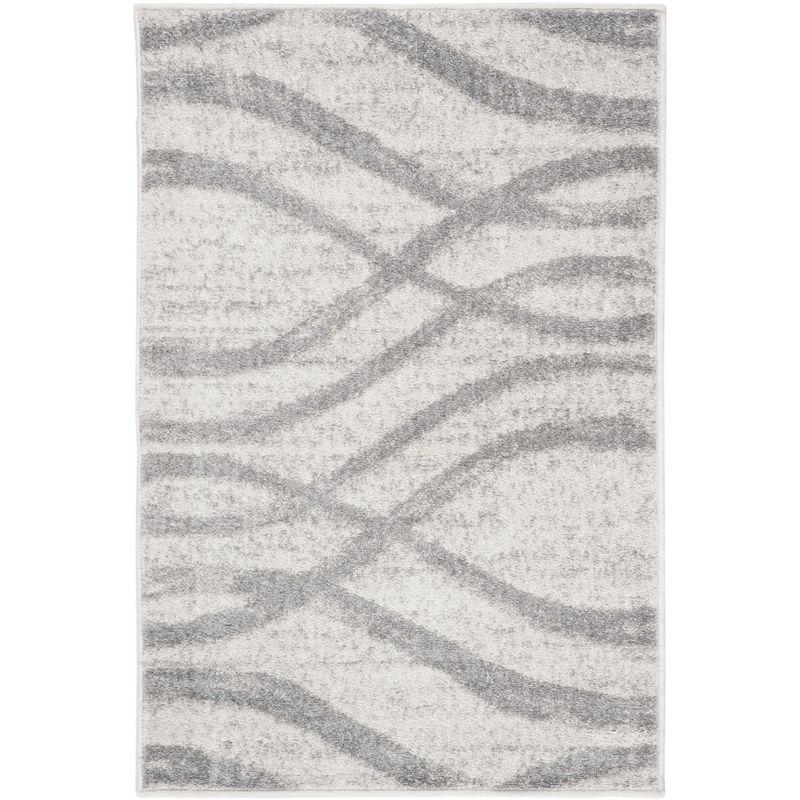 Cream/Grey Synthetic Easy-Care 30" Square Area Rug