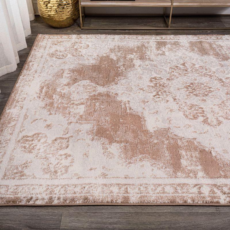 4'x6' Alhambra Ornate Medallion Modern Area Rug, Brown/Cream - JONATHAN Y