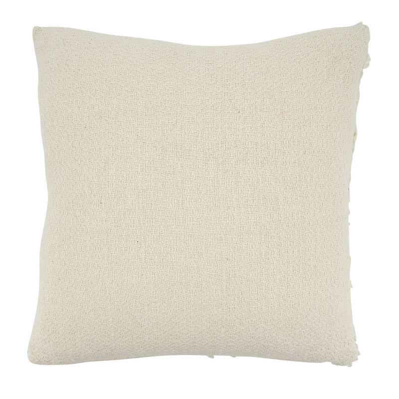 Ivory Cotton Pom Pom Applique Square Throw Pillow