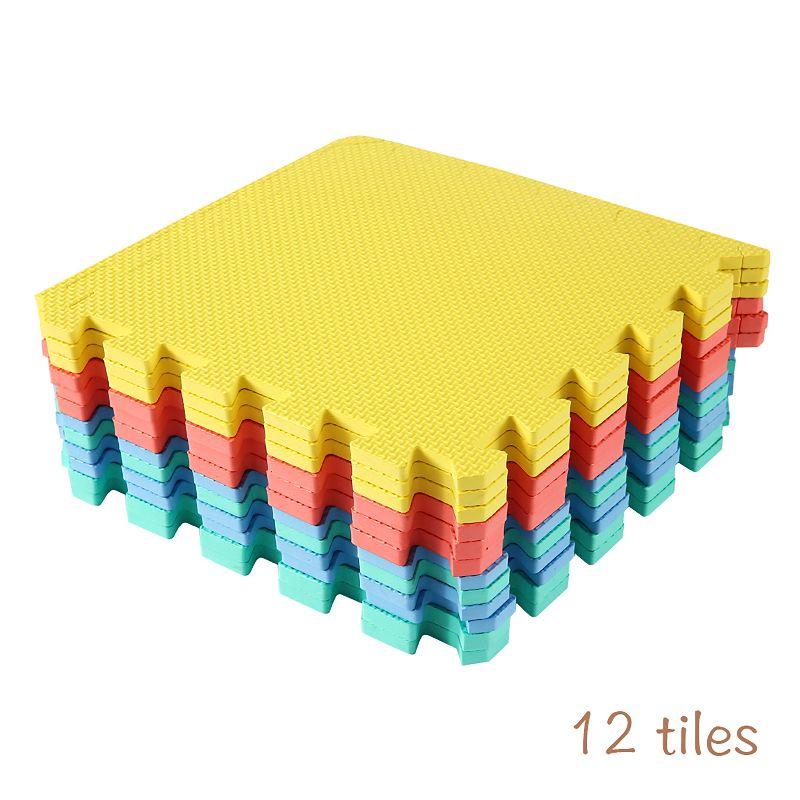 Easy Playhouse: Soft Foam Floor Puzzle Tiles – 12 Mats + 14 Borders for Kids & Adults Rooms
