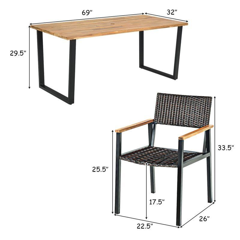 Hokku Designs Artimiza 6 - Person Acacia Patio Dining Set with Rectangular Table (Set of 7)