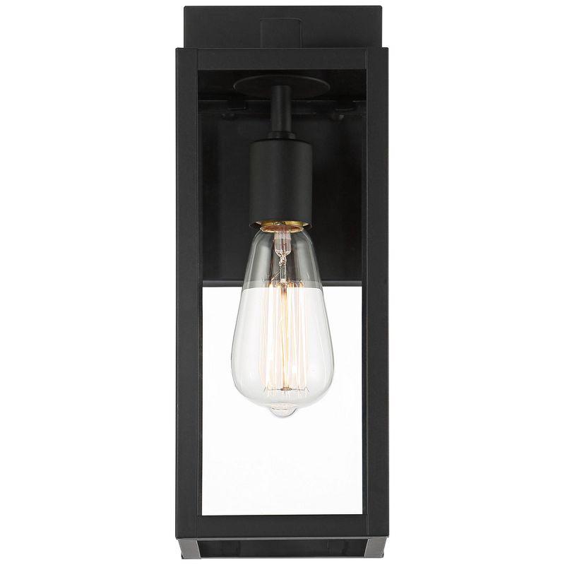 John Timberland Titan Modern Outdoor Wall Light Fixtures Set of 2 Mystic Black 14 1/4" Clear Glass for Post Exterior Barn Deck House Porch Yard Patio