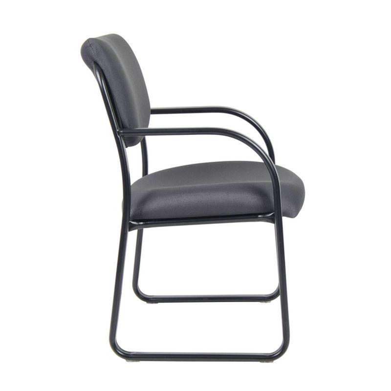 Elegant Gray Fabric Guest Chair with Metal Wood Frame