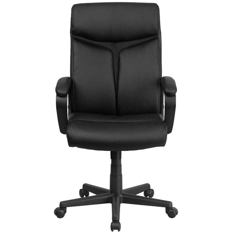 Flash Furniture Raya High Back Black LeatherSoft Executive Swivel Office Chair with Slight Mesh Accent and Arms