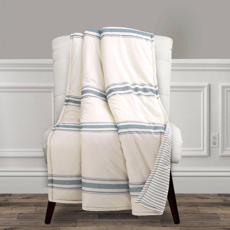 Farmhouse Stripe Luxe Cotton 30"x16" Pet-Friendly Reversible Throw