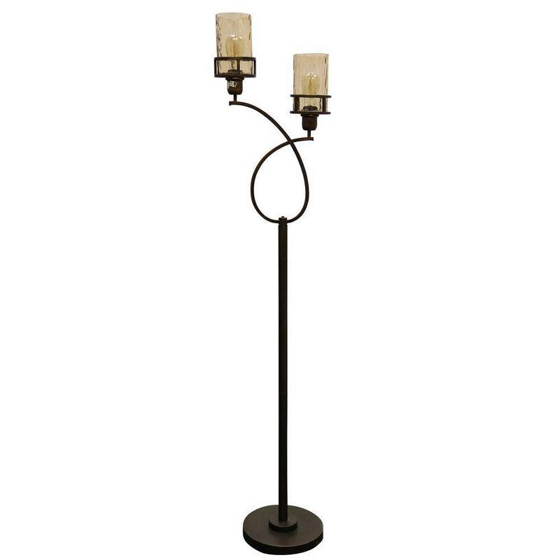 StyleCraft 68" Loop Accent Floor Lamp Amber Glass Bronze: UL Listed, Metal Body, Toggle Switch, No Assembly Required