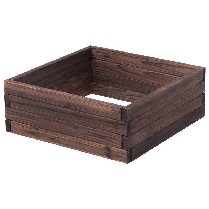 Compact 24"x24" Brown Wood Square Raised Garden Bed for Outdoor Use