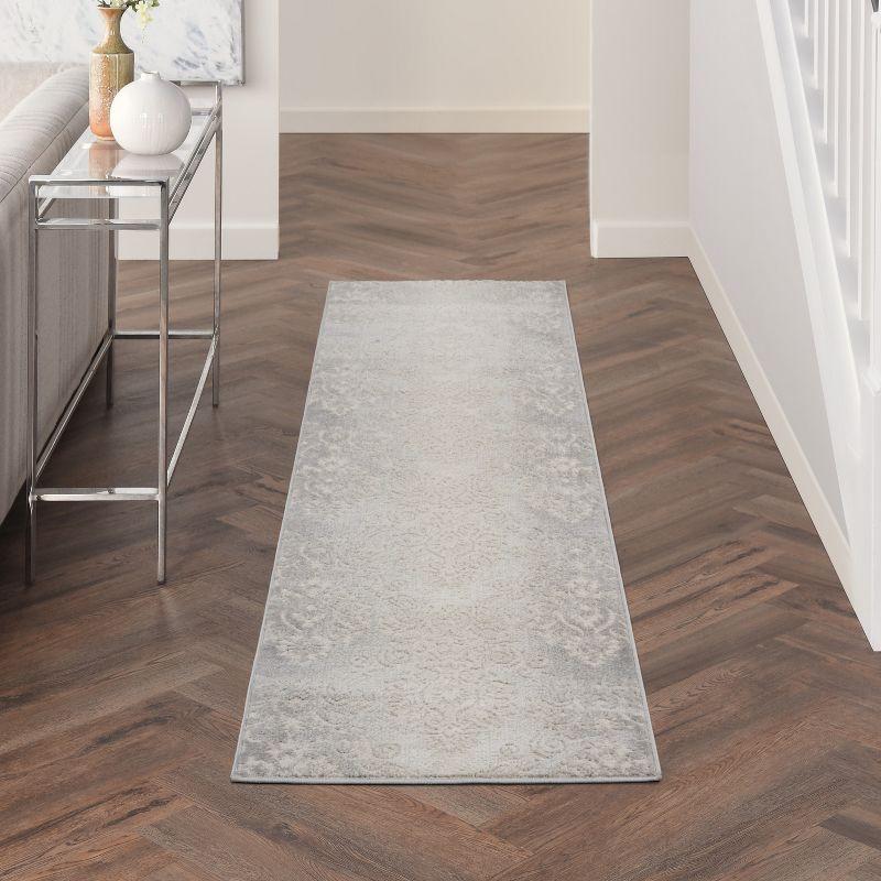 Elation Ivory Grey Handmade Floral Synthetic Area Rug