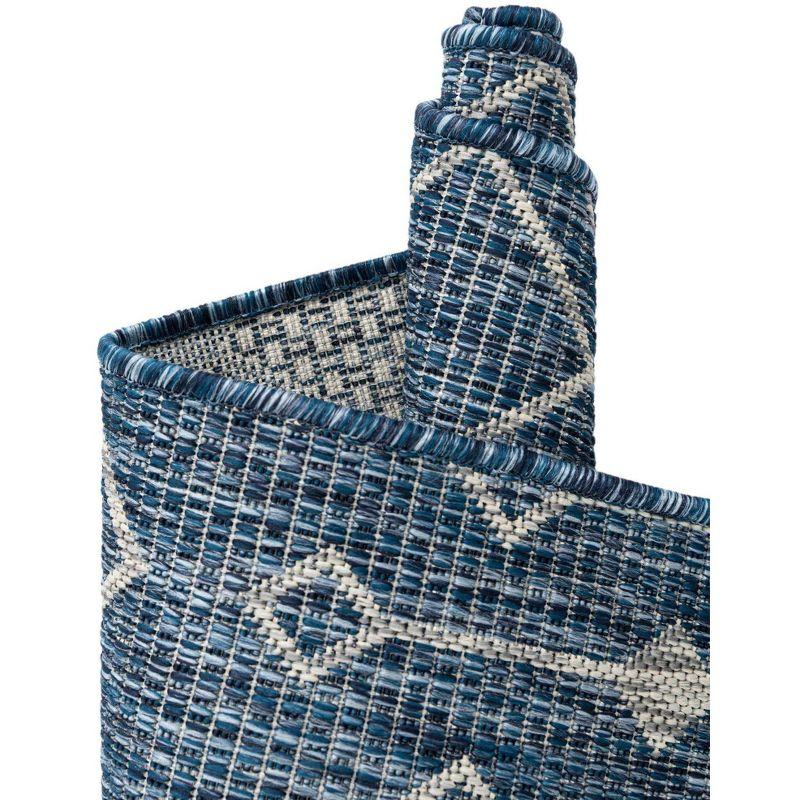 Unique Loom 5' 0 x 8' 0 Oval Indoor/Outdoor Trellis Blue Area Rug