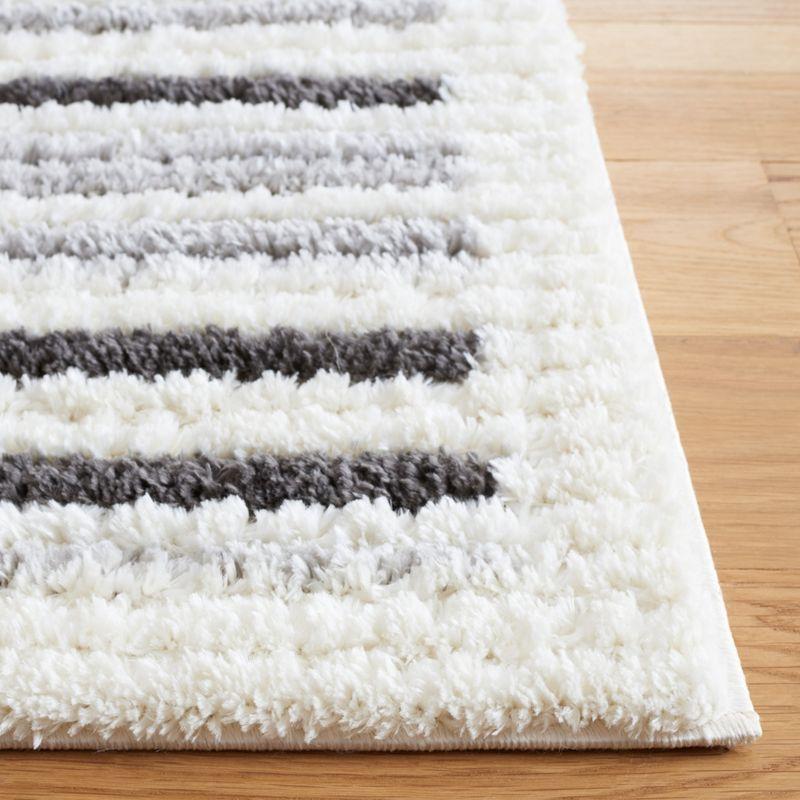 Ivory and Grey Hand-Knotted Synthetic 8' x 10' Area Rug