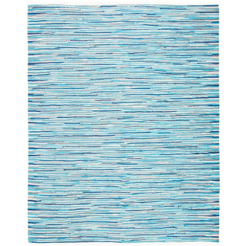 Rag Area Rug RAR129 Hand Woven Area Rug - Turquoise/Multi - 8'x10' - Safavieh.