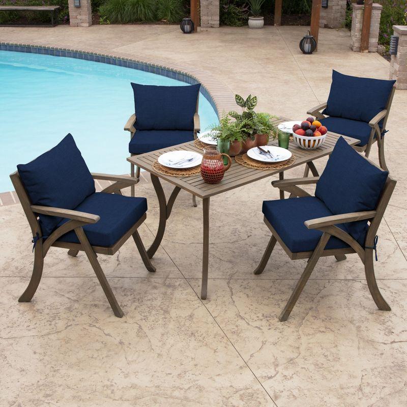 Sapphire Blue Polyester Outdoor Dining Chair Cushion Set