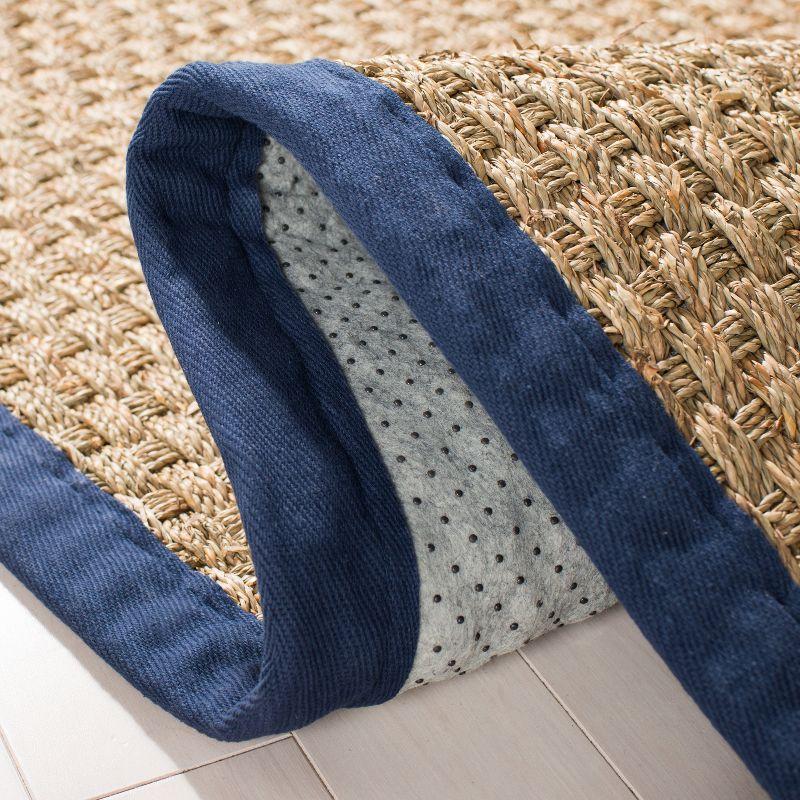 Natural Fiber Basket Weave  NF114 Power Loomed Indoor Area Rug - Natural/Navy Blue - 6'x6' - Safavieh