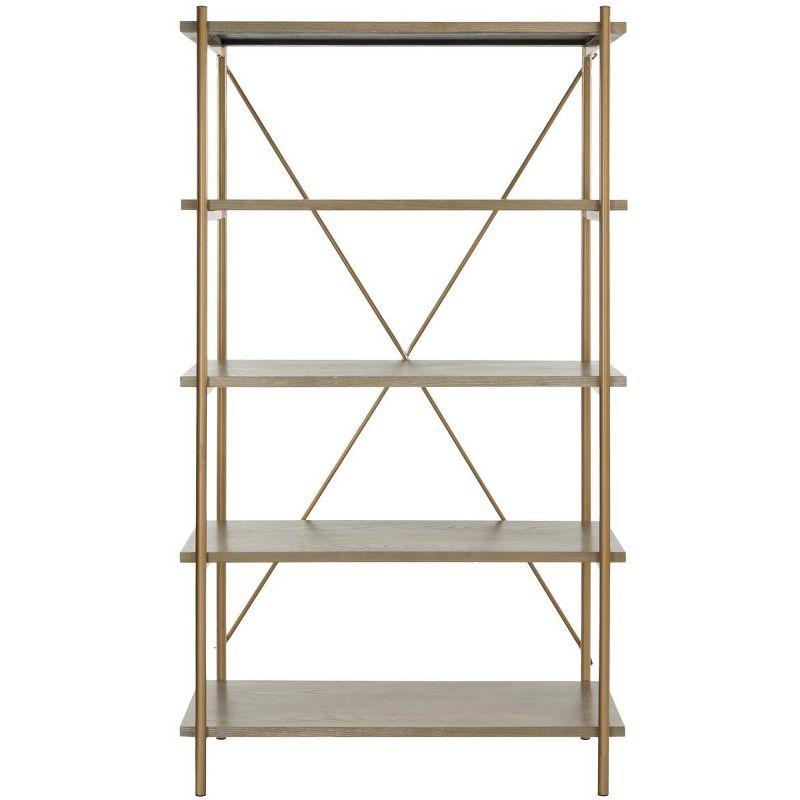 Rustic Oak and Gold Quintuple-Tier Etagere