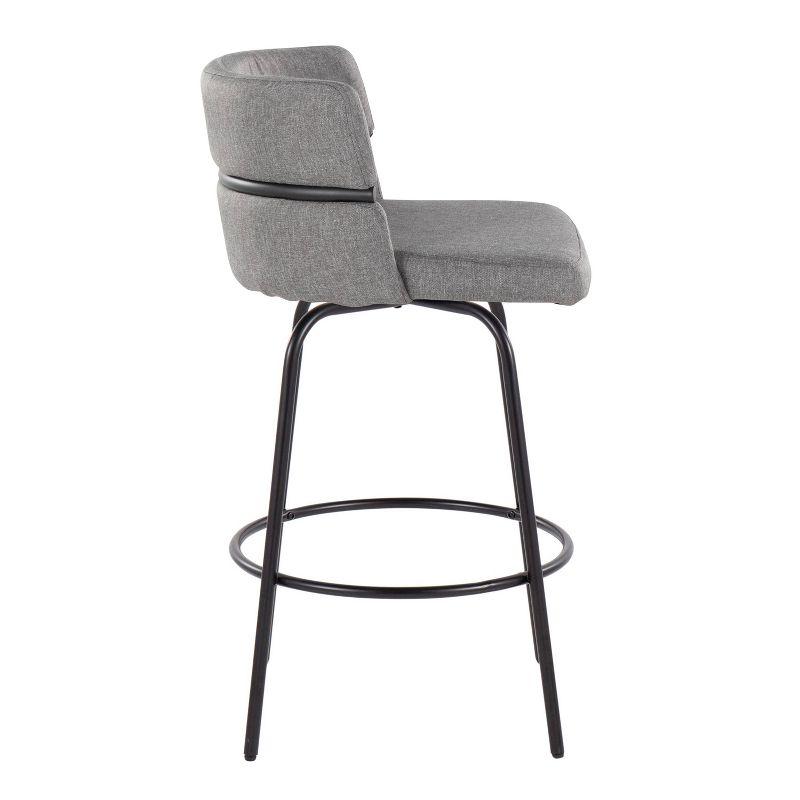 Set of 2 Cinch-Claire Counter Height Barstools: Swivel, Upholstered, Metal Frame - LumiSource