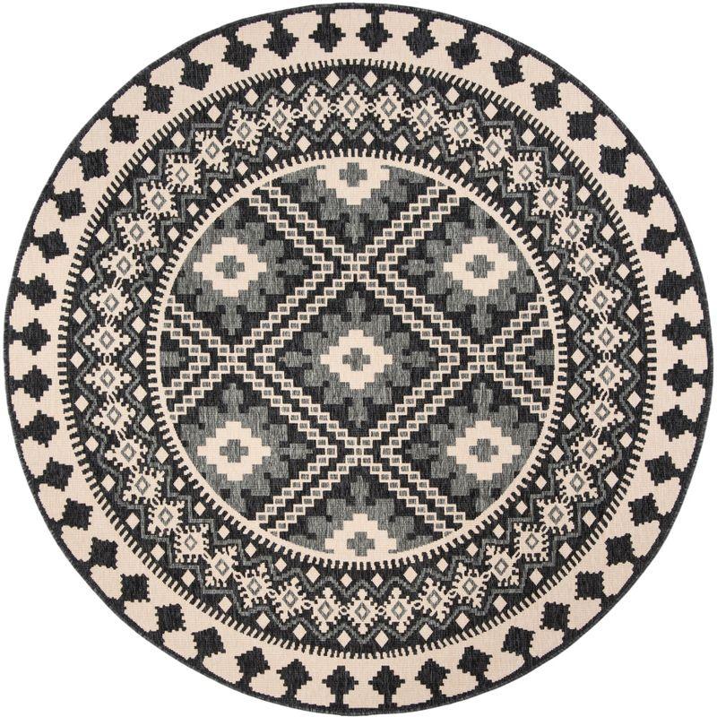 Veranda VER099 Power Loomed Indoor/Outdoor Area Rug - Ivory/Grey - 5'3" round - Safavieh.