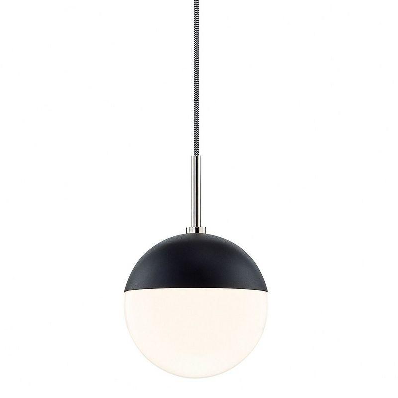 Renee Polished Nickel 1-Light Globe Pendant with Opal Glass Shade