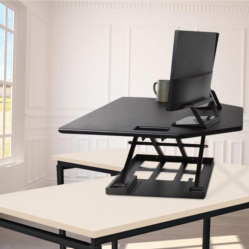 Black Steel 42" Standing Desk Converter with Pneumatic Lift