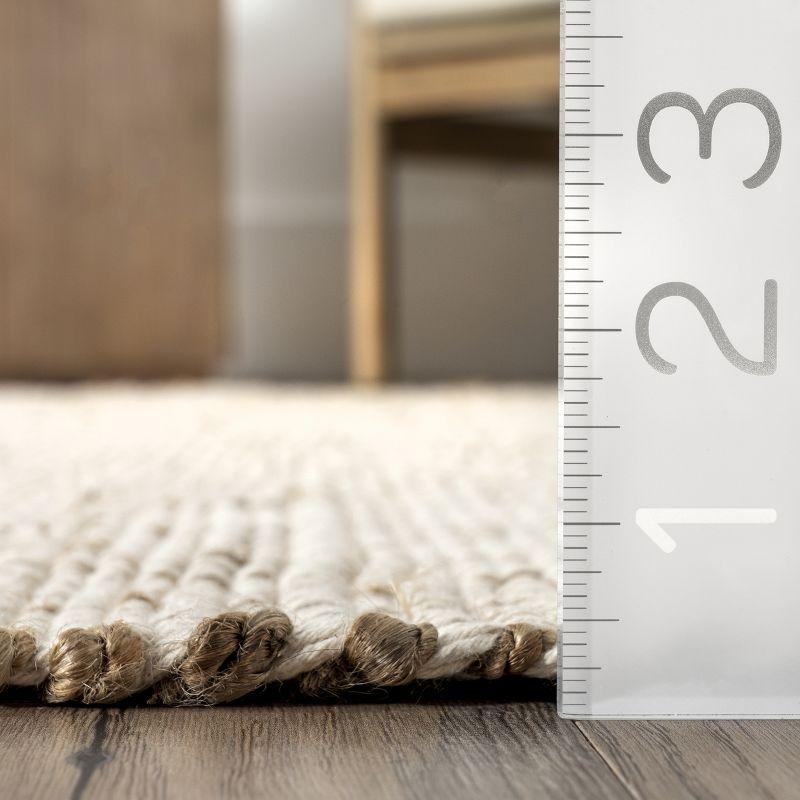 Nuloom 5x8 Elfriede Jute & Cotton Hand Woven Indoor Area Rug, Natural, Solid Rustic Farmhouse Style Natural Fiber Bedroom, Living Room,