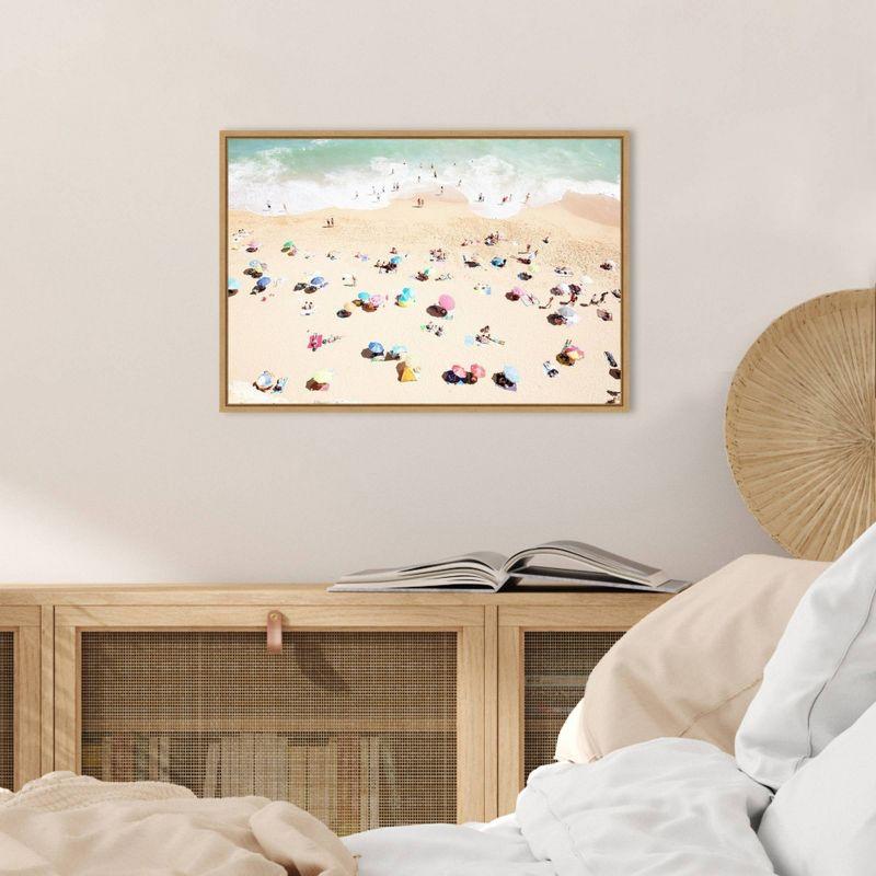 23" x 16" Seaside 1 Beach by Carina Okula Framed Canvas Wall Art - Amanti Art: Aerial Beach View, Modern Decor