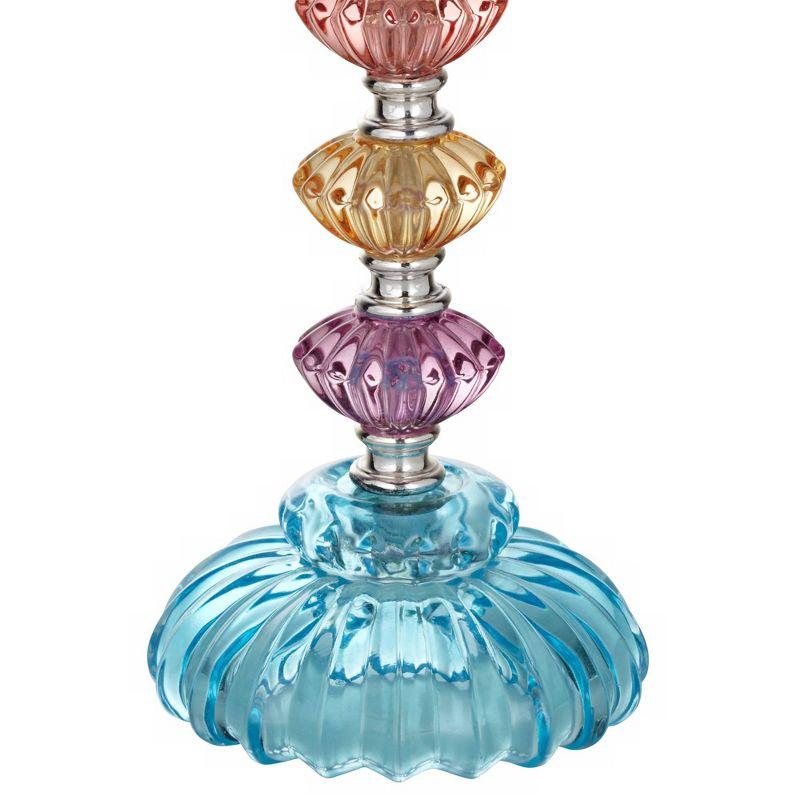 360 Lighting Bohemian Country Cottage Accent Table Lamp 21" High Teal Blue Stacked Glass for Bedroom Living Room Bedside Nightstand Office Kids Family