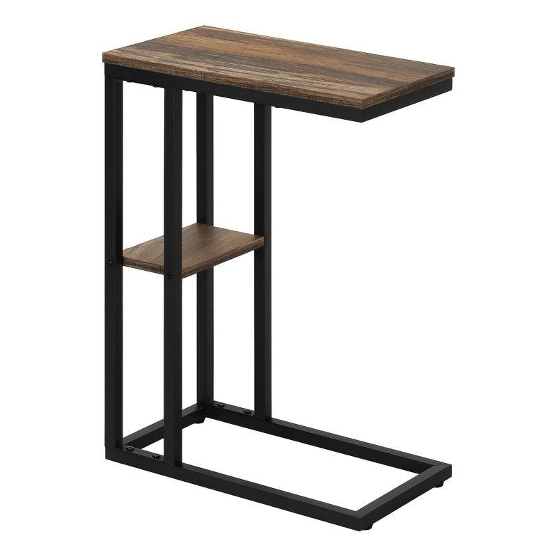 Monarch Specialties Accent Table C-Shaped End Side Snack Living Room Bedroom Metal Laminate Brown Black Contemporary Modern