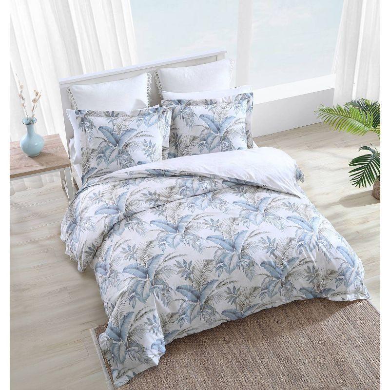 Blue Cotton Full/Queen Tropical Duvet Cover Set