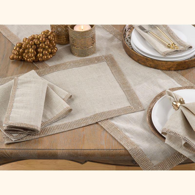 Saro Lifestyle Beautiful Table Napkins With Stylish Studded Borders (Set of 4)