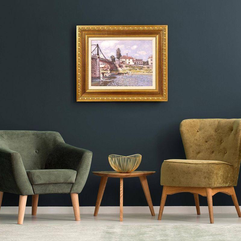 American Art Decor 22.75"x18.75" Ornate Framed The Bridge at Villeneuve Canvas Print by Alfred Sisley: Impressionist Wall Art