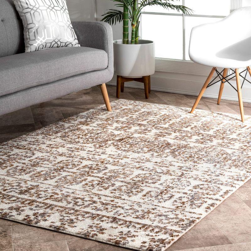 Florence Beige Rectangular Synthetic Stain-Resistant Area Rug