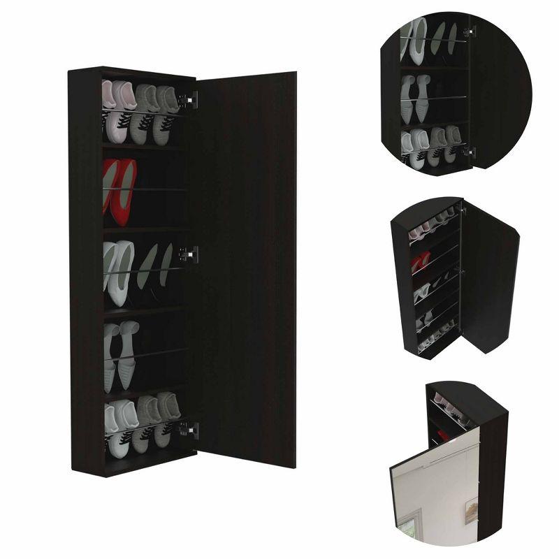 Depot E-Shop Wall Shoe Rack 54" H, One Mirror, One Door, Five Internal Storage Shelves, Approximate Capacity for Ten Shoes