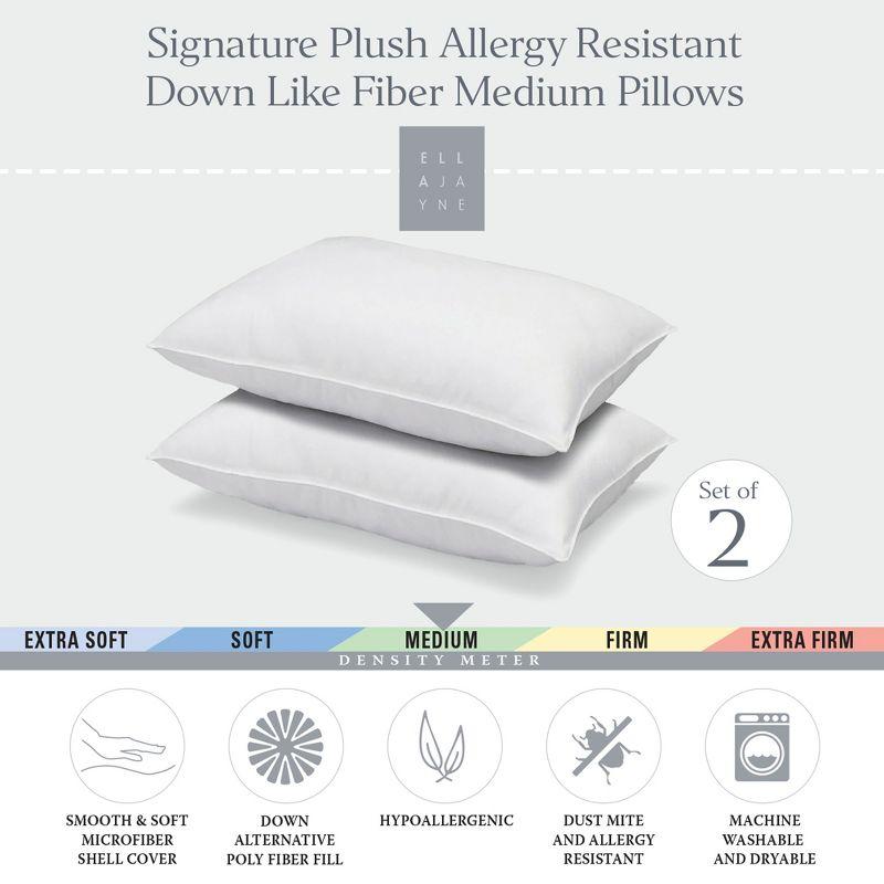 Ella Jayne Home Signature Plush Allergy Resistant Down Like Fiber Pillow Medium (Set of 2)
