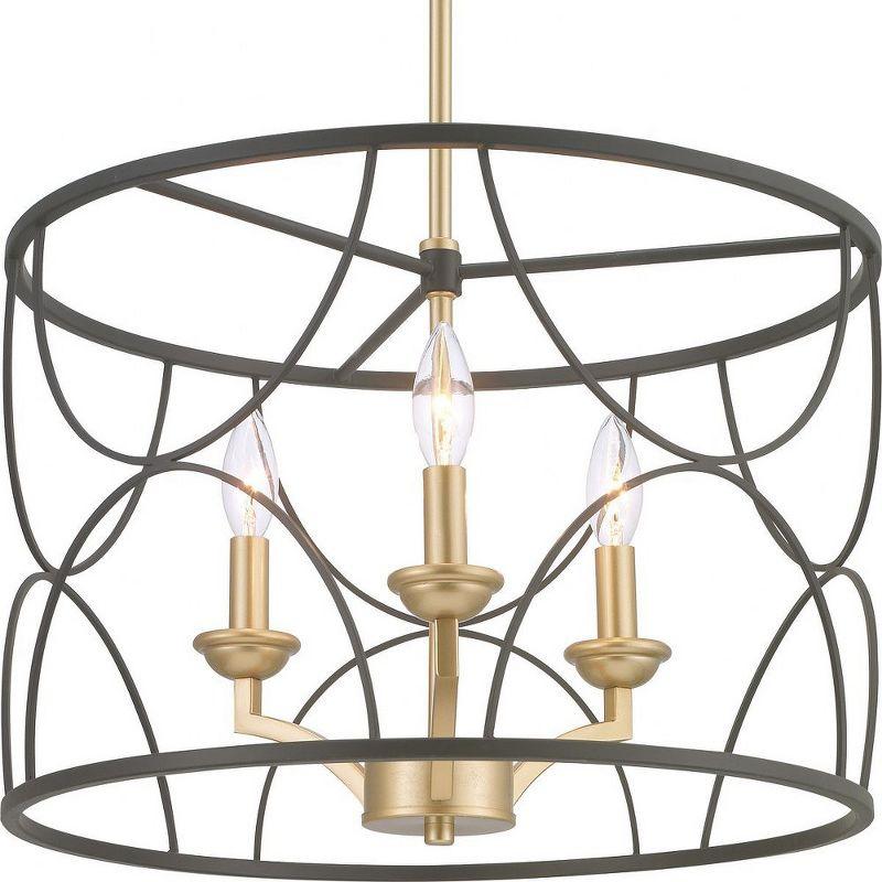 Landree Black and Brass Geometric Cage 3-Light Chandelier