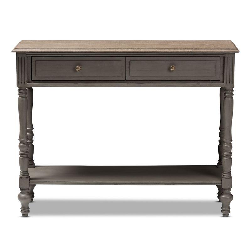 Noemie Country Cottage Farmhouse Finished 2 Drawer Console Table Brown - Baxton Studio: Antique Style, Storage Shelf