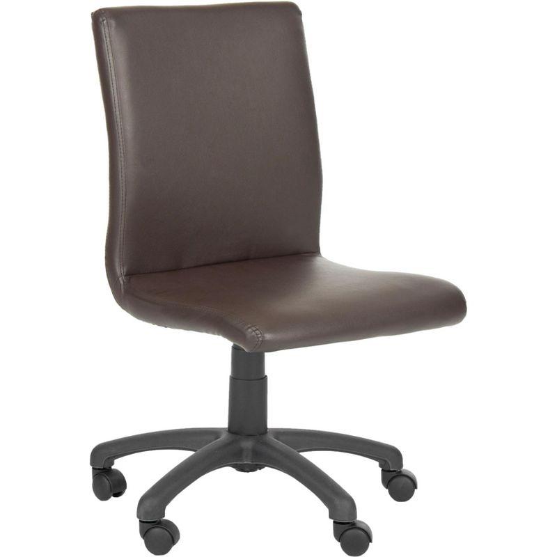 Hal Brown Vegan Leather Armless Desk Chair with Metal Base