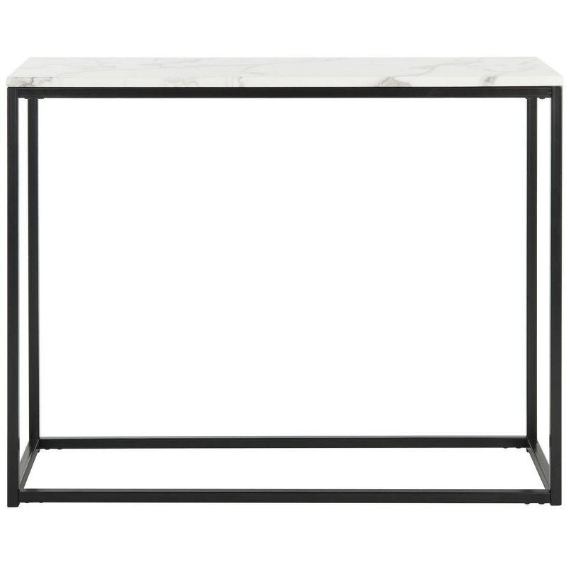 Transitional Grey Marble Top Console Table with Black Frame