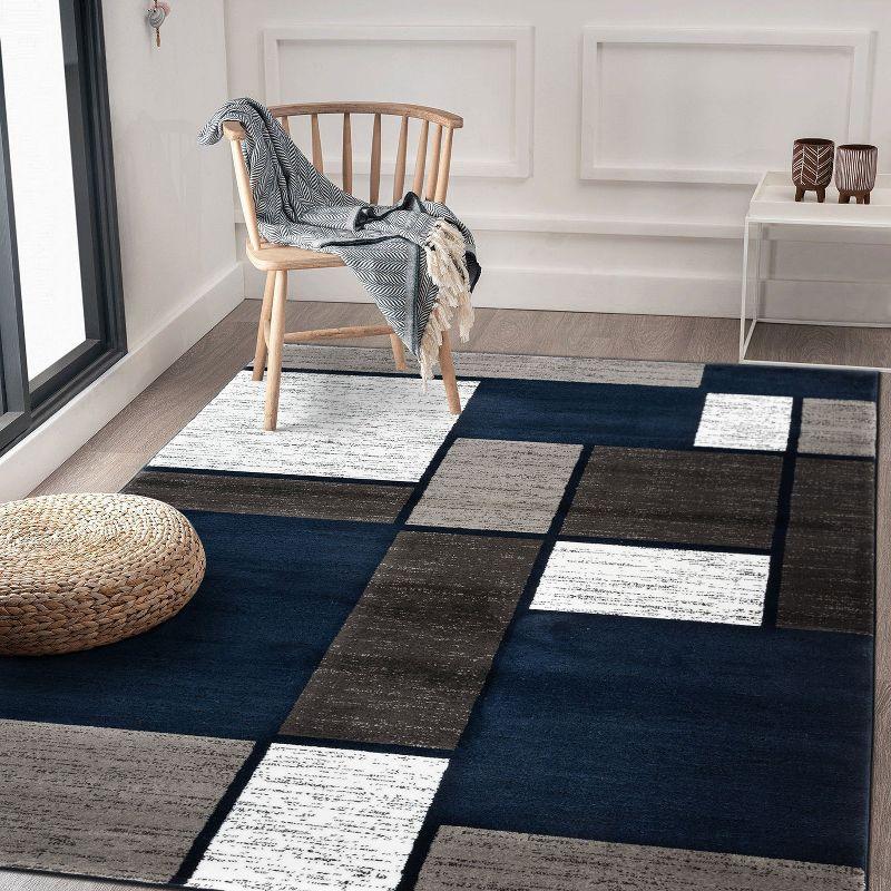 World Rug Gallery Contemporary Modern Boxed Color Block Area Rug