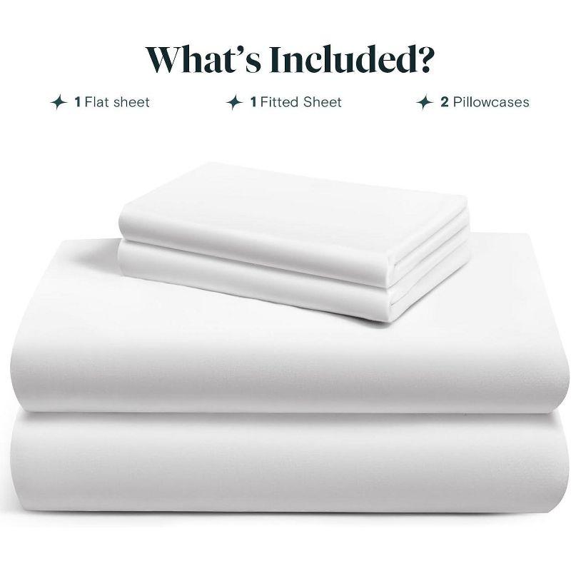 LuxClub 4 PC Twin Size White Sheet Set, 100% Organic Bamboo Viscose, Deep Pockets up to 16", Soft & Breathable Hotel Luxury Bedding Sheets